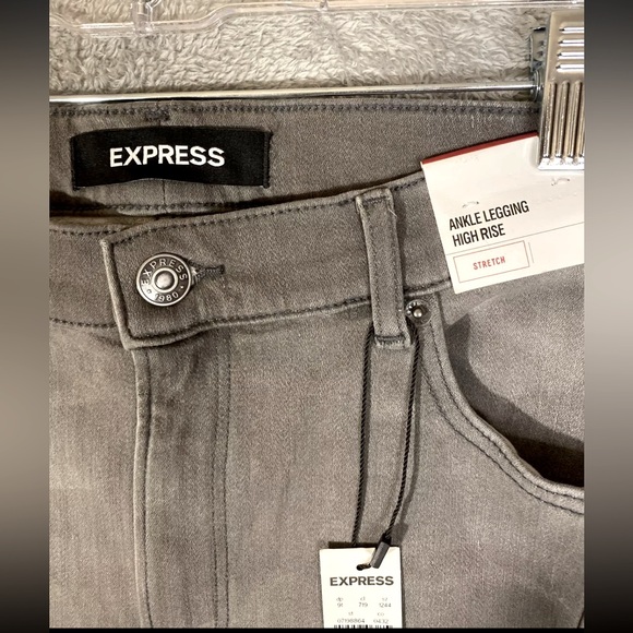 Express Jeans Gray Ankle Leggings High Rise Skinny Stretch - Picture 4 of 8